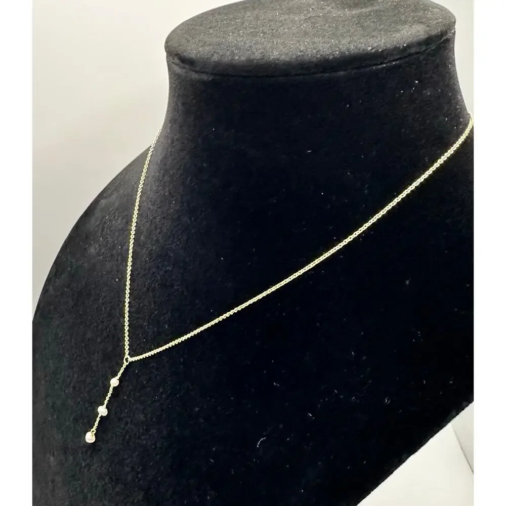 BYCHARI Evelyn Coco Lariat Necklace - NWT - Gold Plated and Freshwater Pearls - Picture 4 of 7